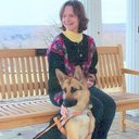 Sue Wiygul Martin and her guide dog, Kismet